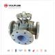 PFA Full Lined Carbon Steel Ball Valve 3 Way Flanged Chemical Fluid Solution Use