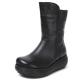 S036 Autumn and winter new thick-soled wedges women's boots warm fleece Martin boots rear zipper round head cowhide retr
