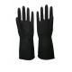 32CM Black Industrial Rubber Gloves Unflocked Lining Alkali Resistance