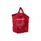 Red Triangle Shape Folding Tote Bag With Velcro Loop Closure 190T Polyester Materials