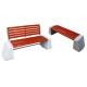 ODM Modern Stone And Wood Outdoor Benches With Backrest Flanged Surface Mounted