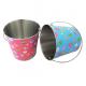 Christmas Decorative Small Round Metal Buckets With Full Color Painting