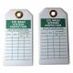 SGS Polyester Eye Wash / Shower Inspection Record Tag 5 3/4X3