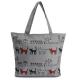 Print Animal Cartoon Womens Canvas Shopper Bag With Shoulder Straps