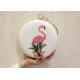 Trendy Cute Flamingos Embroidered Evening Bag With Sparkle Crystal Handle