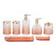 PROFILE 7pcs Glass Bathroom Accessories Countertop Set Round With Circle Line Ombre Orange With Mat Gold Parts Soap Pump