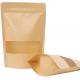 Brown Zipper Kraft Stand Up Pouches With Window 280 Micron