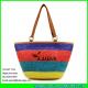 LUDA 2016 women's tote straw handbag in striped color chain strap wheat straw bag
