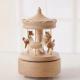Hot Selling Wooden Carousel Music Box Christmas Birthday Gift for Kids Home Office Decorations with Mechanical Play Power