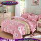 Pink and Flower Design Cotton 2 Pillow Shams 1 Flat Sheet 1 Duvet Cover Bedding