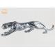 Home Decor Silver Leafed Polyresin Animal Figurines Fiberglass Leopard Sculpture