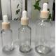 Transparent Glass Bottle With Dropper for Skincare Serum PP Cap Pink