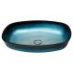 Glass Gradient Blue Tempered Bath Wash Basins Melon Shape Table Top Countertop Mounted