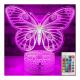 Acrylic 3W 3D Illusion Night Light Lamp Butterfly Shape For Girls