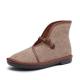 S189 Mori female hemp material simple ethnic style flat women's shoes disc buckle short tube literary autumn and winter