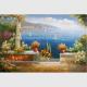 Mediterranean Garden Wall Art Sea Landscape Oil Painting Vacation Harbor