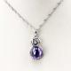 Sterling Silver Wave Chain  with Amethyst Dome Cubic Zircon Pendant(PSJ0326)