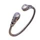 Sterling Silver Cable Bracelet with  Chalcedony Open Adjustable Cuff Bracelet (XH049954WWHITE)