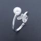 Butterfly Shape Silver Pearl Ring / Real Silver 925 Pearl Eternity Ring Jewelry