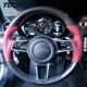 Customized Carbon Fiber Steering Wheel Red Leather Porsche Macan Cayenne 991