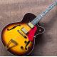 Double F hole OEM hollow body JAZZ electric guitar yellow maple top Jazz guitar free shipping