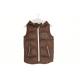 Brown 15/16 Size Kids Padded Gilet With Fur Lining Hood
