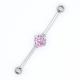 Pink Zircon Stone Industrial Bar Jewelry 40mm Surgical Steel Piercings