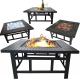 4 In 1 Wood Burning Barbecue Fire Pit Log Grate, Grill, Mesh Lid, Dining Cover