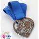 Zinc Alloy Custom Running Sport Metal Heart Shaped Medal With Sublimation Lanyard