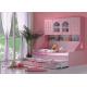 pink kids bed with pulled bed and wardrobe furniture,#A211
