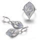 White Gold Blue Chalcedony Damonds Ring Earrings Jewelry Set (GDSET001)