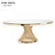 72 6 Foot Portable Round Folding Banquet Table Fancy Elegant Gold Steel Glass Top