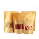 Custom Printed Reclosable k Stand Up Brown Kraft Paper Bag With Clear Window For Food Package