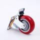 3 4 5 PVC/PU Red Top Plate Threaded Stem Castor Trolley Wheels with Brake and Cover