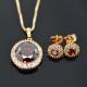 Luxury zircon Crystal Necklace Earrings Ring Jewelry Sets 18K Real Gold Plated