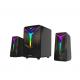 Satellite Speakers 20W Subwoofer High-gloss Black Finish RGB Lighting Portable Remote Bluetooth 5.0 AUX Input