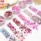 Valentine'S Day Pink Heart Nail Sequins Mix Color Sparkle Nail Glitter