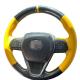 Custom Hand Stitching Yellow Leather Carbon Steering Wheel Cover for Toyota Corolla RAV4 Avalon Camry 2018-2020