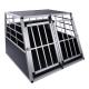 XXL Double dog cage trapezoidal aluminium wood transport car travel carrier box