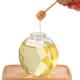 H11.7cm Diamond Shape Honey Jar 500ml Amber Glass Jar Wooden Lid