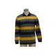 Black And Yellow Mens Knitted Polo Shirt , Long Sleeve Collar T Shirt With Pocket