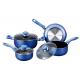Blue 7pcs Nonstick Pan Set , Aluminum Stamped Cookware Sets