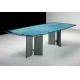 Safety Blue Desk Cover Glass , Tempered Glass For Coffee Table Top