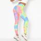 Digital printed tie-dye gym pants cross waist pants sports tight hip-lifting yoga pants for women's gym wear
