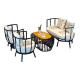Outdoor Living Room Furniture 3Piece Iron Coffee Table Set with Modern Round Design