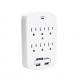 Wall Power Socket And Wall Tap One Input 6 Outlet 2 USB Surge  UL cUL passed