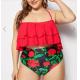 Big Size Wrap Halter Top With Floral print Bikini Set Swimwear Women size 3XL