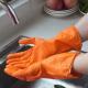 Dishwashing Latex Kitchen Flocklined Rubber Gloves Different Sizes High Tensile Strength