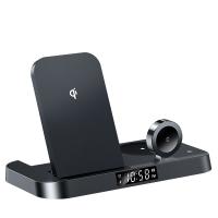 OEM 15W QI Wireless Charger Alarm Clock 1.5A Foldable Wireless Charging Station