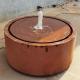 120cm  Garden Rust Surface Cylindrical Corten Steel Water Table Fountain